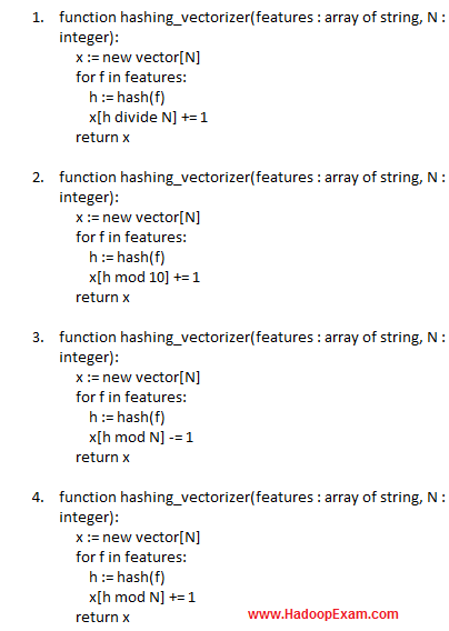   : Select the correct pseudo function for the hashing trick